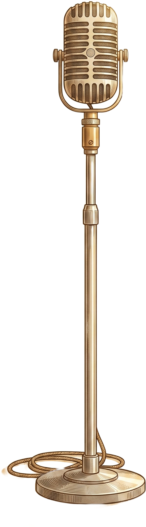 A vintage microphone — where Mina's story begins, on the stage
